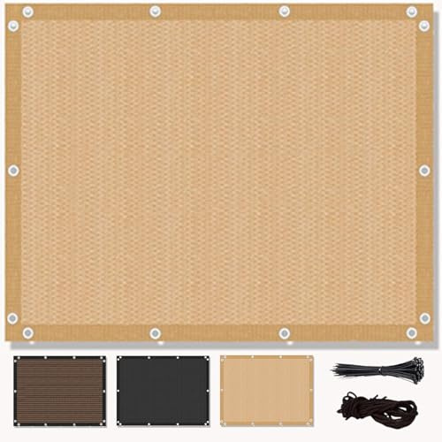 Sonnensegel Wasserdicht 1.5x2M Segeltuch Wasserdicht, Beschattungsnetz inkl Seil, 95% UV-Schutz Reißfest Wetterfest, für Patio-Carport im Freien Beige