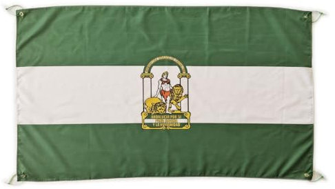 Bandera Andalucía Grande 150x90cm, Bandera Andalucía para Balcon con 4 Ojales y 4 Bridas, Banderas de Andalucía Grandes para Eventos Deportivos