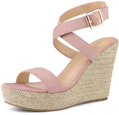 Perphy Slingback Crisscross Espadrille Sandales à talons compensés pour femme Rose poudré 37