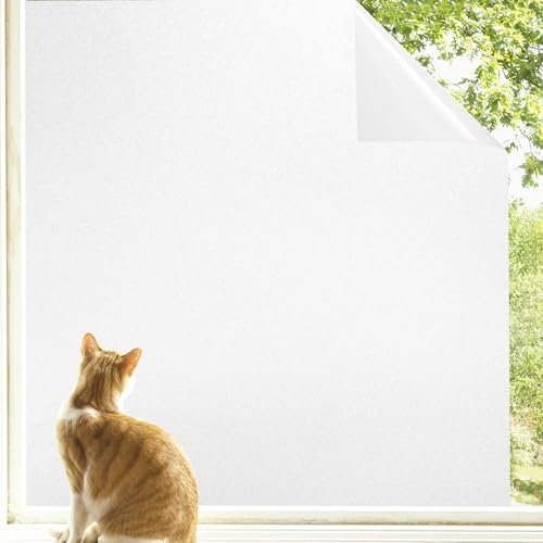 Linarun Window Film Privacy 60x200 Frosted Window Film Anti UV Glass Film for Windows Sun Blocking for Bathroom Office, No Glue, Static Cling