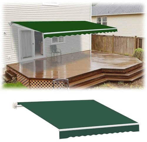 HCZION Terrassenmarkise Ersatzstoffe Mit Volant, Markisenbespannung Markisenstoff Sonnenschutzdachs Markisen Abdeckung Langlebiger Stoffe Für Draussen(Size:(20x13ft) 6x4m)