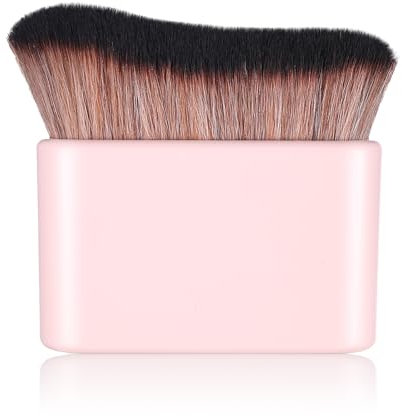 Brocha Maquillaje De 1 Pieza Con Brocha Base Maquillaje De Fibra Sintética Para Maquillaje Facial Y Corporal Brocha Kabuki Para Autobronceador, Maquillaje, Base LíQuida Y Más(Rosa claro)