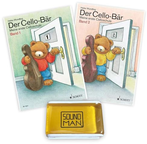 Der Cello-Bär 1 und 2 (Starterset) von Heike Wundling Band 1 und Band 2 - ISBN 9783795754556, 9783795754563 + Soundman Kolophonium für Cello