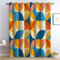 Vorhang Blickdicht Thermovorhang Orange-Blaue Und Gelbe Retro-Geometrie Muster Gardinen Wohnzimmer Vorhänge Geräuschreduzierung Dekoration für Wohnzimmer Fenster Collage-Geometrie 160 x 70 cm