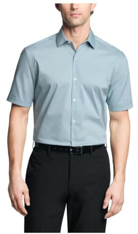 Van Heusen Men's Dress Shirt Short Sleeve Slim Fit Poplin Dress Shirt Short Sleeve Slim Fit Poplin (Pack of 1)