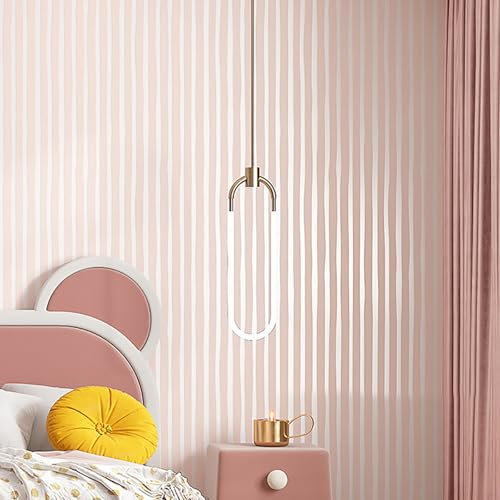 Beswitory Light Pink Wallpaper Feature Embossed Vertical Stripe Wallpaper Luxury Nordic Modern Wall Paper Free No Match Pattern for Living Room Bedroom Kitchen TV Background
