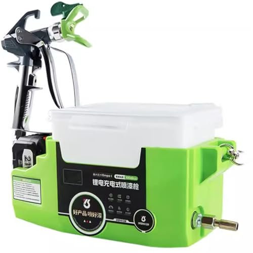 ylpddmm Pulverizador de Pintura Airless,500W 1.7L pulverizador Mochila bateria para Pinturas de Pared, Barnices y esmaltes, protección de Madera y corrosión,Green