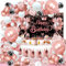 YinQin Rosé Gold Geburtstags Ballons Dekoration mit Fotografie Hintergrund Roségold Geburtstags Luftballons Dekorationen Rose Gold Happy Birthday Party Luftballons Deko für Mädchen Frauen
