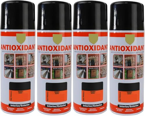 MORE FREE-Pintura Spray Antioxidante Negra 400 Ml para las Superficies de Metal, Hierro y Aluminio,Pack de 4 Unidad