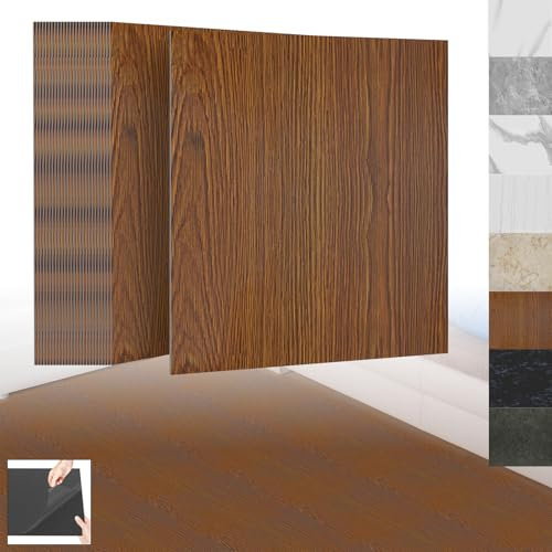 XINZI PVC Bodenbelag Selbstklebende Fliesen Vinylboden Selbstklebend, Vinylboden Bodenfliesen mit Holz-Effekt, 108 Vinyl Fliesen Klebefliesen Boden 10,04m² für Küche Wohnzimmer, Eiche Optik Rotbraun