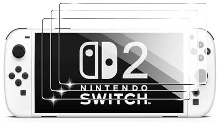 Heioloo 3 Stück Schutzfolie für Nintendo switch 2 Panzerglas, Blasenfrei, 9H Härte Panzer Schutz Glas, Anti-KratzenFrei, Ultra-klar Displayschutzfolie