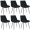 Mevsim Store Esszimmerstühle 6er Set Samt Schwarz - Ideal für Wohnzimmer, Büro und Esszimmerstühle - Samt Stühle - Küchenstuhl - Stühle Esszimmer mit schwarzen Metallbeinen