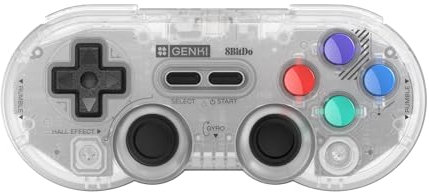 GENKI x 8BitDo PocketPro Manette de jeu portable sans fil avec joysticks à effet Hall Rumble, Gyro, câble USB-C pour consoles portables, Switch, Windows, Mac OS, Android, Steam Deck