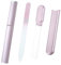 Glass Nail Files and Buffer with Case,4pcs Pink Nail Files for Natural Nails,Crystal Nail File Double-Sided Etched Gentle Nail Care Professional Foot Nail Care Tool