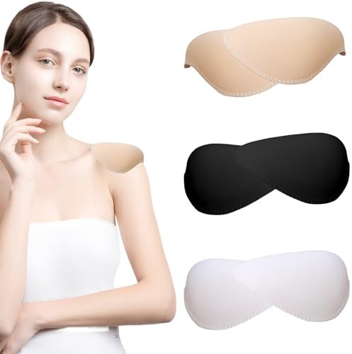 3 Paar Schaumstoff Schulterpolster für Damen, Näh-Schulterpolster in Schwarz, Hautfarben und Weiß, Weiche, Strapazierfähige Schulterpolster für Männer und Frauen Blazer, Mantel und Kleidung