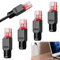 QTMMC 4Pack Tool-Free RJ45 Connectors Cat6 Modular Plugs for 23-26 AWG Network Cable Ends Toolless Non-Shielded Gold Plated Inline Coupler High-Speed Transmission Black