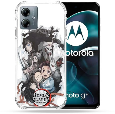 Cokitec Coque Renforcée pour Motorola G14 4G Manga Demon Slayer Blanc