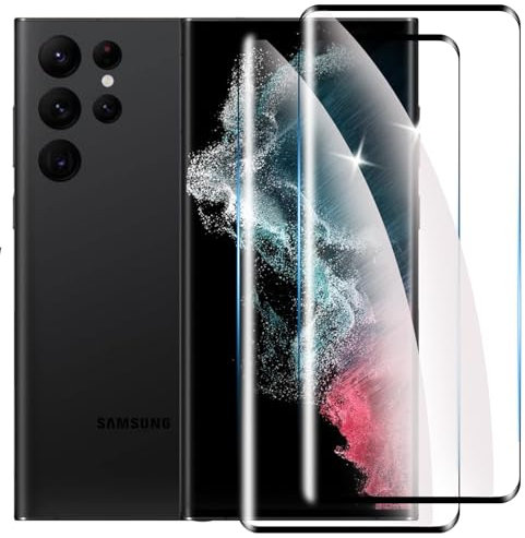Lyphpe 【2-PACK】 Designed for Samsung Galaxy S22 Ultra Screen Protector Case Friendly, 3D Curved, Screen Protector Tempered Glass cell Phone Film HD Clear