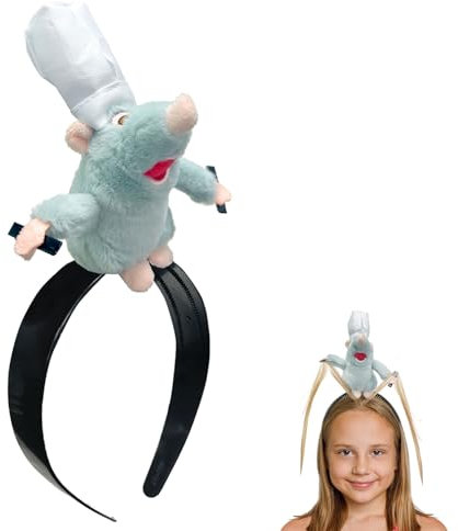 Serre Tete Remy, Bandeau Cheveux Remy, Headband Remy, Accessoires Cheveux pour Anniversaire Fête Cosplay Carnaval, Accessoires pour Enfants Adulte (Gris)
