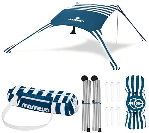 MOMEVO Sunsail Tenda da Spiaggia UPF50+ – Parasole ideale per mare e campeggio (fino a 4 persone, Sailor)