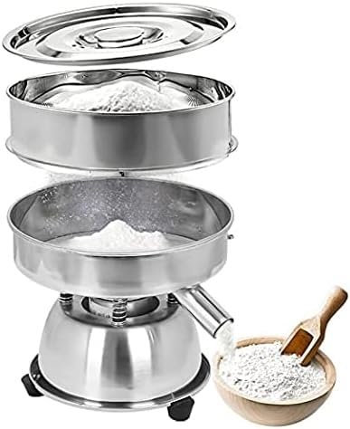 FLNOZAMZ Electric Automatic Sieve, Stainless Steel Sifter Shaker Machine, 40 Mesh Vibrating Sieve Machine Sifters, For Particle Bean