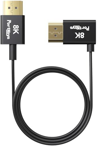 Portkeys Cable HDMI Ultra‑delgado 1m, Coaxial de 10 Núcleos, Diámetro 2,4 mm, Mapeo Completo 19 PIN, 8K@60Hz 4K@120Hz, HDMI A‑A de Alta Velocidad para Monitor de Cámara, TV, PC y Gaming (Cable 1m)