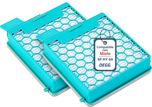 DEGG Filtre HEPA - Compatible aves aspirateurs Miele Boost CX1 Série - Remplace SF HY 60 - Hygiène AirClean - Filtre de rechange - Ajustement parfait - Accessoire pour aspirateur - Lot de 2