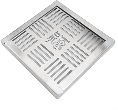 Eawfgtuw Edelstahl-Ablaufgitter für den Außenbereich, quadratischer Bodenablauf, Kanalrost, Außenablaufgitter, 150/200/300 mm quadratischer Bodenablauf mit Rahmen für Gartenauffahrt (200 x 200 x 20 x