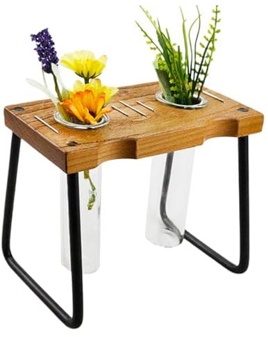 Pflanzenterrarium - Tisch-Terrarium Mit Holzständer - Gartendeko Pflanzgefäß Für Stecklinge Blumen Ableger Efeutute