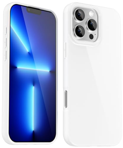 Svanove for iPhone 13 Pro Max Case Silicone, Glossy Soft Rubber Gel Jelly Cute Protective Plastic Simple Plain Phone Case Cover for Women Girl, Slim Thin Flexible Shockproof TPU, White