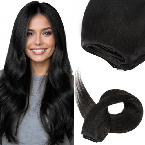 Straight Human Hair Bundles 100g Sew in Weft Hair Extensions Real Human Hair Glue in Weave Bundles Remy Wefts Hair Extensions 22 Black