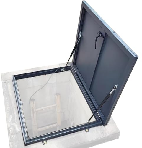 Dachluke Aus Aluminiummetall, Dach-Zugangsluke mit Schlossgriff, Quadratische Dachzugangsluke, Stahl-Sicherheitstür für Notausstieg, Brunnendeckel, Kellerabdeckung(Black,50x50cm/20x20in)
