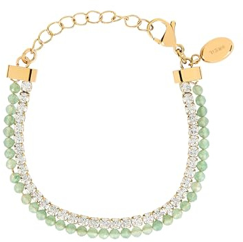 Breil, Collezione Gem, Bracciale Tennis Donna, Bracciale con Due Catene in Acciaio Lucido, Cubic Zirconia e Perline, Chiusura a Gancio, Lunghezza Regolabile 15-21 cm, Idea Regalo Donna