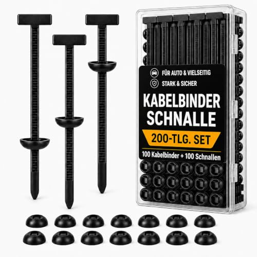 100 Pack Cable Tie Buckle Clips, Universal Nylon Zip Tie Holder Fasteners for Automotive Panel Fixing, Bumper & Trim Retainer, Push-Mount Cable Tie Clips for Car Repair, Garage & DIY Use (Black)
