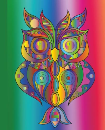 Rainbow Owl College Ruled Notebook: 7.5 x 9.25 Matte finish colorful professional composition blank writing journal for school work business ... or personal use 110 pages 55 sheets portable