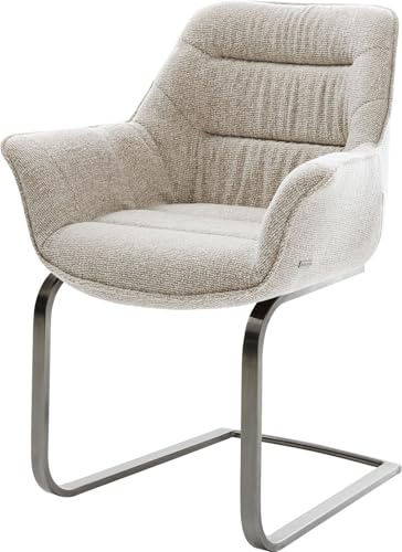 DELIFE Schwingstuhl Kaira-Flex Freischwinger flach Graphit Webstoff Soft Beige
