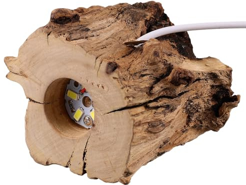SHINEOFI Base in Legno a Forma di Ceppo Luce LED Usb, Supporto Portatile per Palla di Cristallo, Decorazione Naturale per Casa e Ufficio, Atmosfera Rilassante
