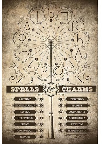 Grupo Erik Harry Potter Poster - Poster Harry Potter Zauber Verzauberungen - Kunstdruck - Deko Wohnzimmer oder Deko Schlafzimmer - Größe : 61 x 91 - Offizielle Lizenz - Harry Potter Fanartikel