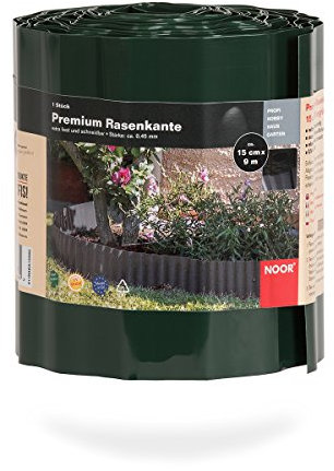NOOR Rasenkante Premium, 15 x 900 cm, Grün I Rasenkante aus umweltfreundlichen PET-Kunststoff I Witterungsbeständige Beetkante mit 0,45 mm Stärke I UV-stabil und farbechte Well-Raseneinfassung