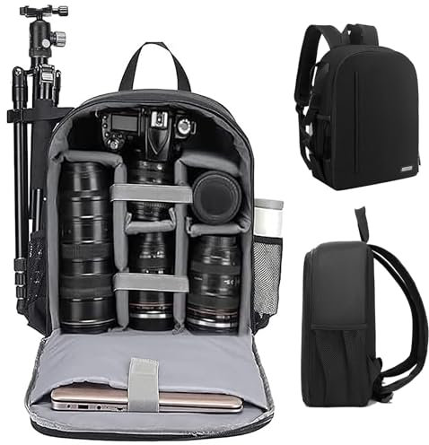 CADeN Kamerarucksack Camera Backpack Wasserabweisend Kameratasche Fototasche Kompatibel mit Sony Canon Nikon(Schwarz)