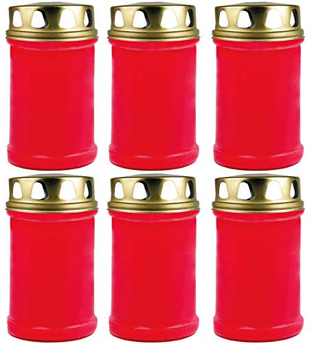 HS Candle Grabkerze 6er Pack in Rot mit ca. 48h Brenndauer