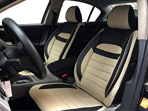 Sitzbezüge K-Maniac für Opel Corsa B | Universal schwarz-beige | Autositzbezüge Set Vordersitze | Autozubehör Innenraum | Auto Zubehör Kunstleder | V2513184 | Kfz Tuning | Sitzbezug | Sitzschoner