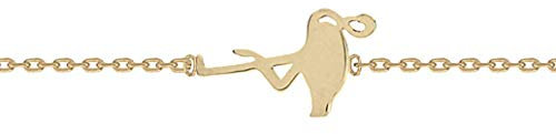 Tata Gisèle © Aruba - Bracciale con catena placcata oro, motivo: fenicottero rosa, con sacchetto regalo in velluto in omaggio, 18 cm, velluto, 18 cm, velluto