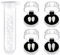 5 Pieces Vampire Cosplay Fangs, Vampir Fangs Kit 4 Größen Vampirzähne with 1 Röhrenförmigen Zahnpartikeln für Halloween Cosplay Party Dress Up Gefälschte Zahnersatz Prop Kleber
