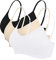 Vertvie Damen 2/3/4er Set Basic Wohlfühl BH Sport BH Spaghettiträger Bralette ohne Bügel Nahtlose Gepolsterte mit Spaghetti Bra Top Low Support Bra(EU L/Tag XL,Schwarz/Weiß/Hautfarbe)