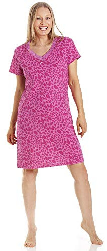 Camille Womens Smooth Soft Cotton Summer Nightshirts 10-12 Pink Animal