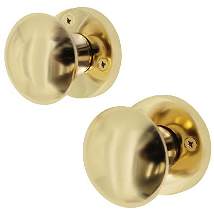 EAI Polished Brass Door Knobs - 1 Pair of Victorian Mortice Knobs (55mm) for Internal Doors