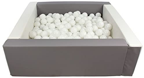 Velinda Soft play ball pit, home ball pit, indoor, outdoor, ball pit + 300 balls (Ball pit/balls colour: white, grey/white)