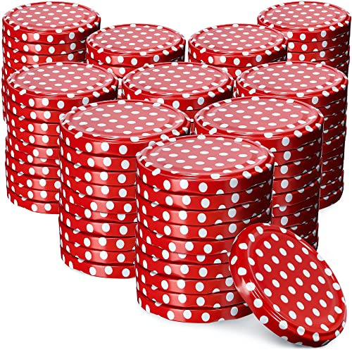 KADAX 100er Set Schraubdeckel TO82 ⌀ 82mm Rot Gepunktet – Twist-Off Ersatzdeckel für 235-900ml Einmach- & Marmeladengläser | Luftdicht & Spülmaschinenfest