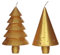 NaDeco Tannenbaum-Kerze, Packung mit 2 Stück, Höhe ca. 12cm, Durchmesser ca. 7cm, viele Farben erhältlich | Tannenbaumkerze | Weihnachtskerze | Christbaumkerze | Dekokerze, Farbe:Gold